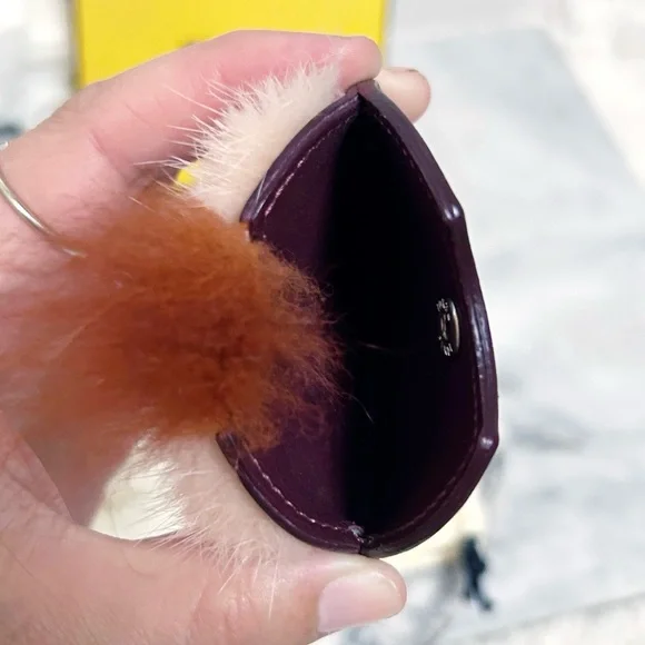 Authentic Fendi Crystal Eye Monster Mink & Rabbit Fur Compact Mirror Bag Charm - Picture 8 of 14